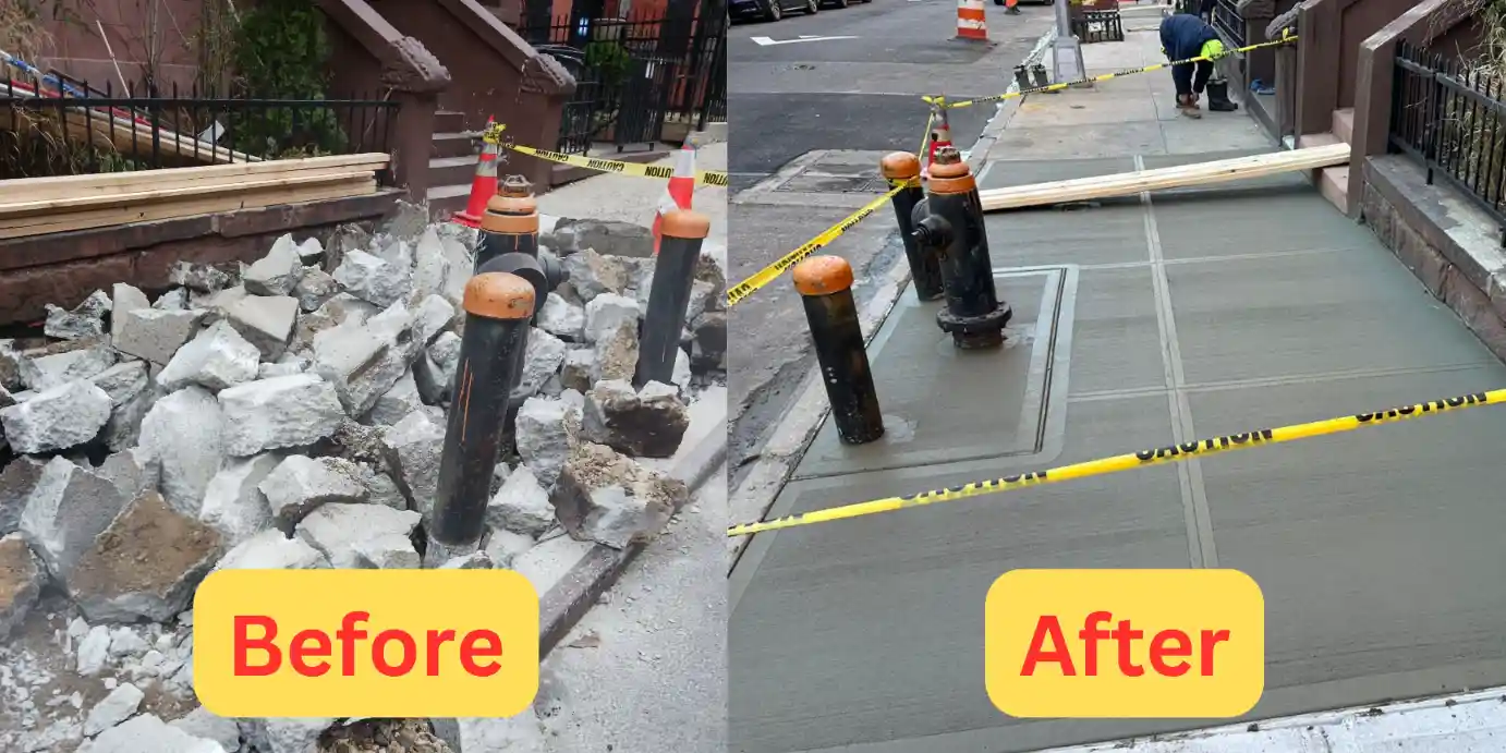 Sidewalk repair near me after and before project image